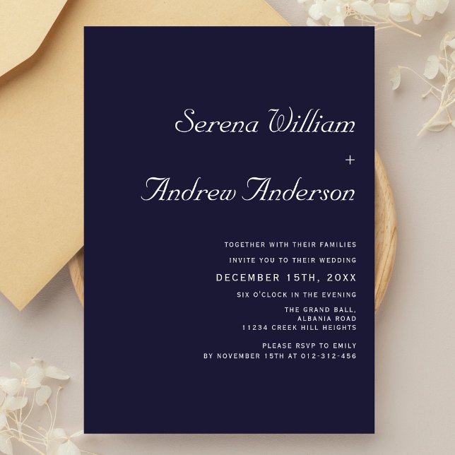 Purple Plain Modern Abstract Minimalist Wedding Invitation (Creator Uploaded)