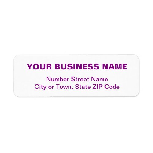 Purple Plain Texts Business Return Address Label