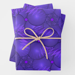Purple planets and lightnings wrapping paper sheets