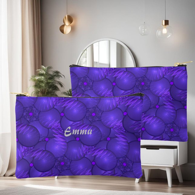 Purple planets, modern fractal pattern, custom accessory pouch (Creator Uploaded)