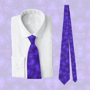 Purple planets, modern fractal pattern neck tie