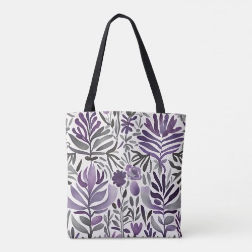 Purple Plants Watercolor Art  Tote Bag