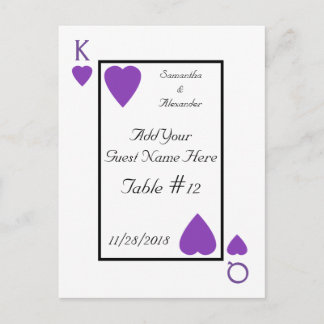 Purple Playing Card King/Queen Table Place Cards
