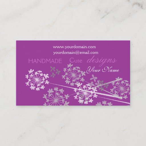 Customizable Purple Pleasure Modern Spring Summer Floral Business Card Template