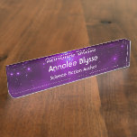 Purple Pleiades Sci Fi Author Desk Name Plate<br><div class="desc">Space image personalized desktop nameplate for a science fiction author at a book signing. The font style and size can be changed if more or less room is needed. Sample astronomy image is a tinted image of the Pleiades thanks to NASA Hubble is great for a science fiction or futuristic...</div>