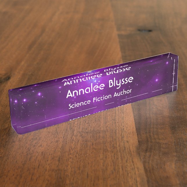 Purple Pleiades Sci Fi Author Desk Name Plate (Side)