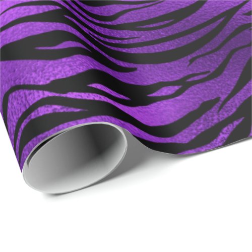 Purple Plum Amethyst Black Tiger Animal Abstract Wrapping Paper