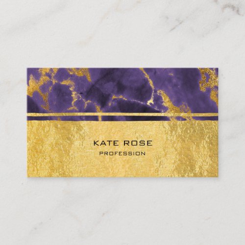 Purple Plum Amethyst Stone Marble Golden Makeup Business Card