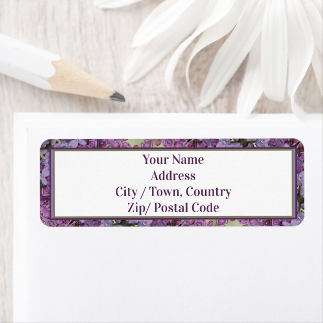Purple plum and green patterned label (Insitu)