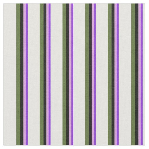 Purple, Plum, Black, Dark Olive Green & White Fabric