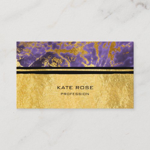 Purple Plum Black VIP Stone Marble Golden Makeup Business Card