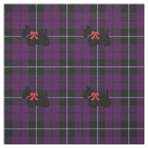 Purple/plum black w/white stripe plaid scottie fabric