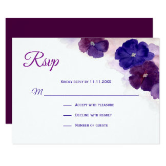 Purple And Blue Wedding Invitations Announcements Zazzle Purple Plum Blue Watercolor Fl Rsvp Wedding Card