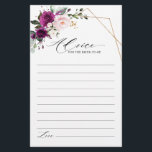Purple Plum Blush Pink Roses Bridal Shower Advice<br><div class="desc">Elegant and modern floral midsummer Bridal shower advice card features a bouquet of watercolor roses in shades of purple plum, dusty pink , sage with lush green botanical leaves and eucalyptus. Please find more matching designs and variations from my "blissweddingpaperie" store. And feel free to contact me for further customization...</div>