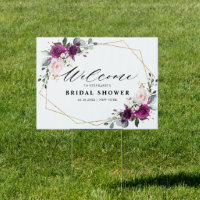 Purple Plum Blush Pink Roses Bridal Shower Welcome