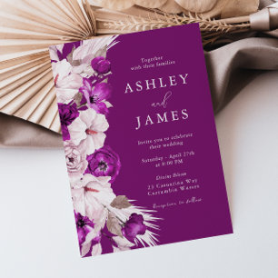 Purple Plum & Blush Watercolor Wedding Invitation