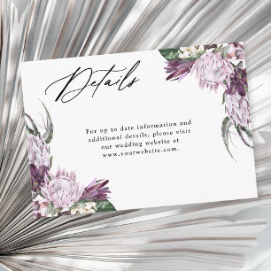 Purple Plum Boho Floral Wedding Details Enclosure Card