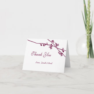 Purple Plum Boho Rustic Wildflower Branch Wedding Thank You Card