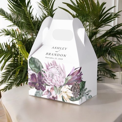 Purple Plum Boho Tropical Floral Wedding Favor Boxes