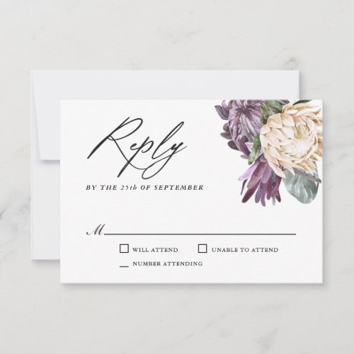 Purple Plum Boho Tropical Wedding RSVP