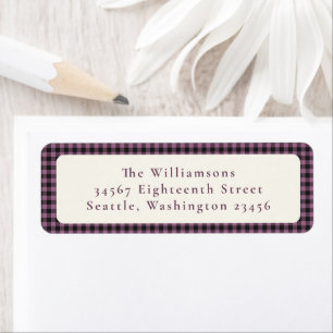 Purple Plum Buffalo Plaid Custom Return Address Label