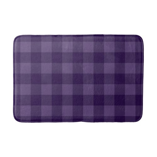 Purple Plum Checkered Squares Plaid Pattern Bath Mat