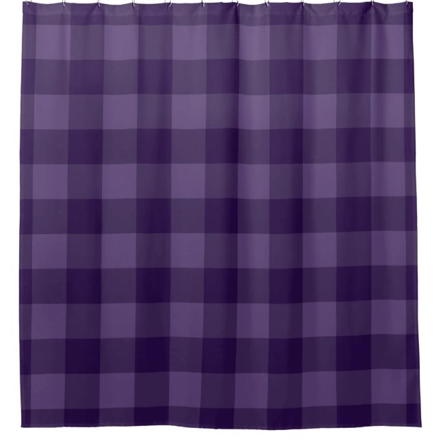 Purple Plum Checkered Squares Plaid Pattern Shower Curtain (Front)