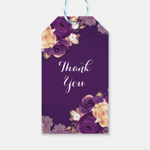 Purple Plum Elegant Lace Floral Country Chic Favor Gift Tags