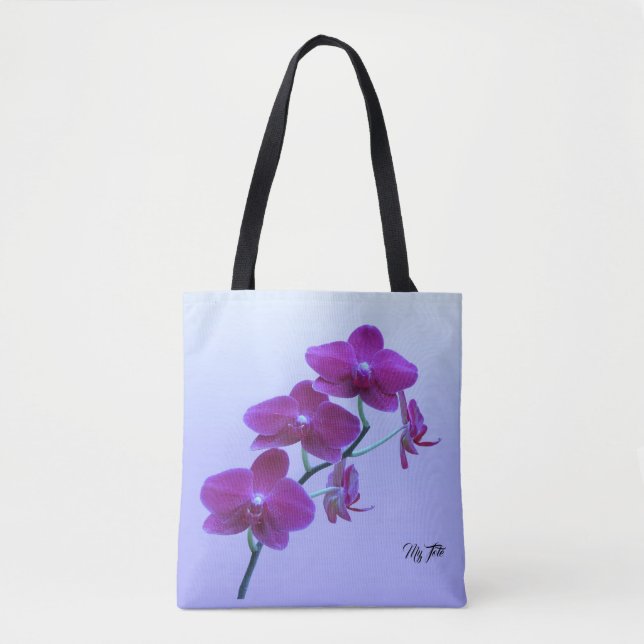 Purple Plum Fantasy Orchids Custom Shoulder Tote (Front)