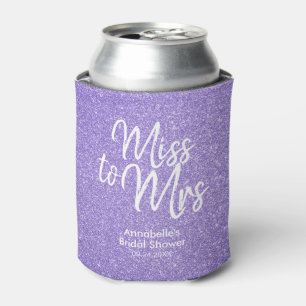 Purple Plum Glitter Glam Miss to Mrs Bridal Shower Can Cooler