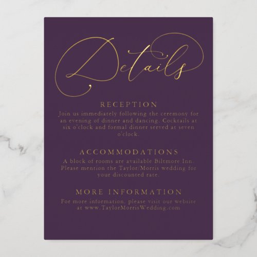 Purple Plum Gold Foil Minimalist 1 Enclosure Card