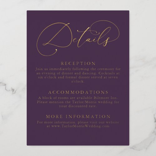 Purple Plum Gold Foil Minimalist Enclosure Card