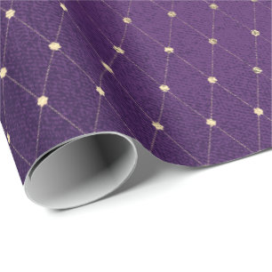 Purple Plum Golden Net Delicate Diamond Cut Wrapping Paper