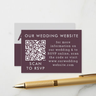 Purple Plum & Gray Wedding Web QR Code Enclosure Card