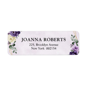 Purple Plum Ivory Gold Floral Geometric Wedding La Label