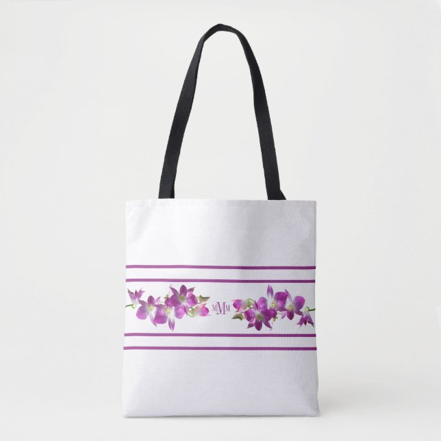 Purple Plum Lavender All-Over-Print Tote Orchids (Front)