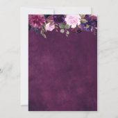 Purple Plum Lavender Eggplant Floral Chic Wedding Invitation (Back)