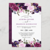 Purple Plum Lavender Eggplant Floral Chic Wedding Invitation (Front/Back)