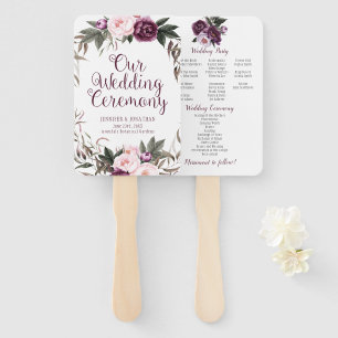Purple Plum Lavender Peonies Greenery Program Fans