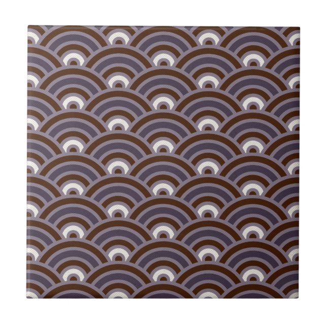 Purple Plum Mauve Art Deco Scallop Tile (Front)