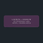 Purple Plum Minimalist Return Address Label<br><div class="desc">Minimalist return address label. You can personalize by modifying the names and address,  and changing the colors to match your wedding theme.</div>