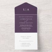 Purple Plum Minimalist Wedding All In One Invitation (Inside)