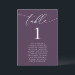 Purple Plum Minimalist Wedding Seating Table Card<br><div class="desc">Beautiful,  elegant,  modern and minimalist,  table number card. Fully customizable. **PLEASE NOTE: To order,  simply adjust your table number and add each number to your cart separately. Then check out once you are finished.</div>