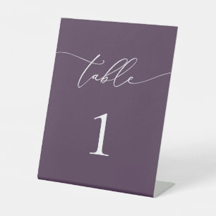 Purple Plum Minimalist Wedding Table Number Table  Pedestal Sign