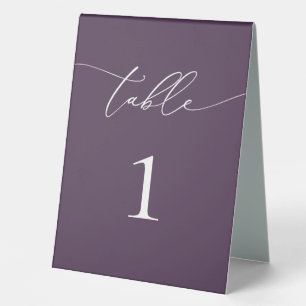 Purple Plum Minimalist Wedding Table Number Tent