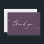 Purple Plum Modern Minimalist Wedding Thank You Card<br><div class="desc">Our modern minimalist thank you card has "thank you" written in modern calligraphy script. Add your own pre-typed message on the inside or leave blank.</div>