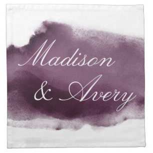 Purple Plum Modern Watercolor Romantic Wedding Cloth Napkin