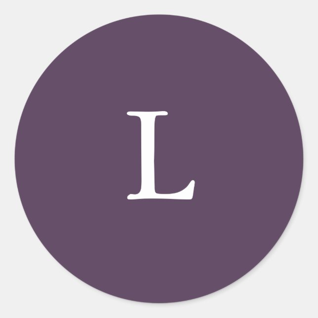 Purple Plum Modern Wedding Initial Envelope Seals (Front)