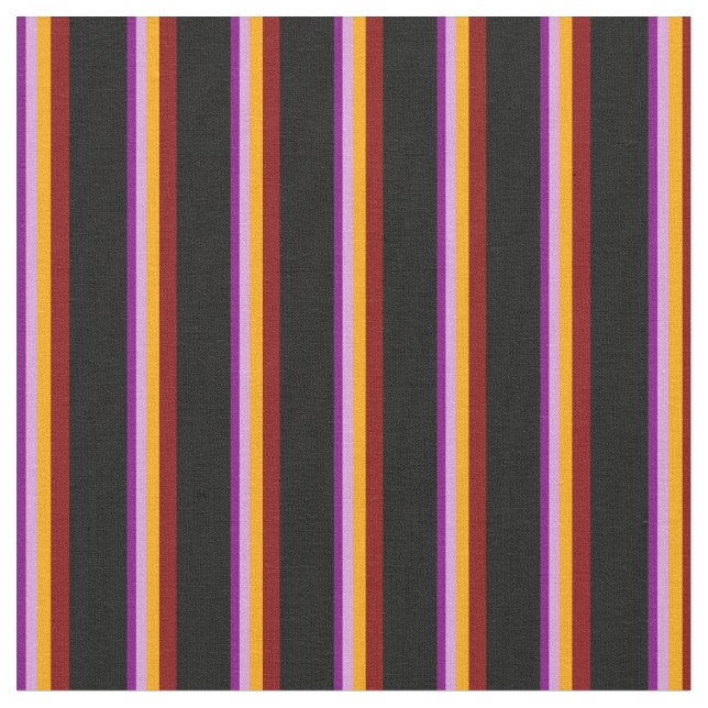 Purple, Plum, Orange, Maroon & Black Pattern Fabric (Close Up)