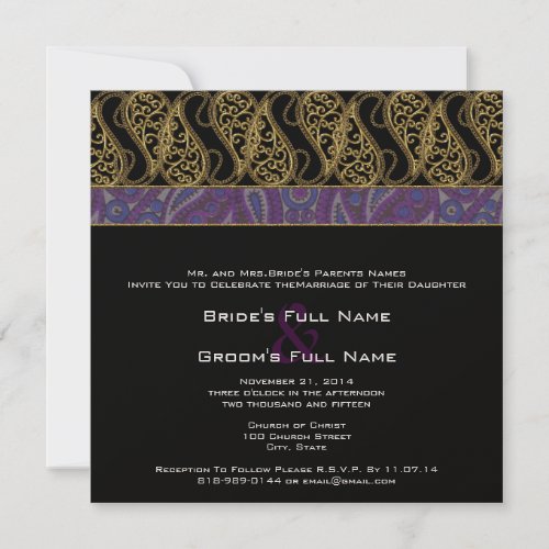 Purple Plum Paisley Wedding Invitation